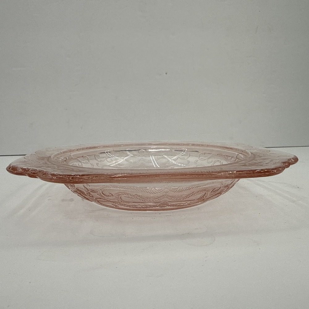 Vtg Federal Glass Madrid Pattern 7" Pink Depression Glass Bowl Square